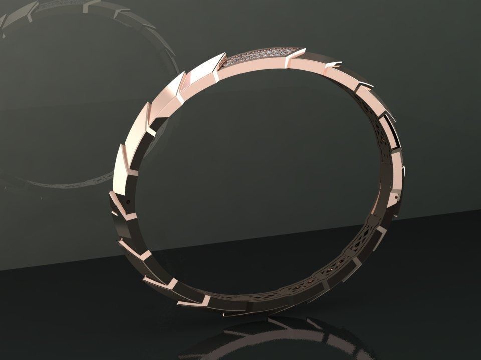 Gold Bracelet 3D print model_6