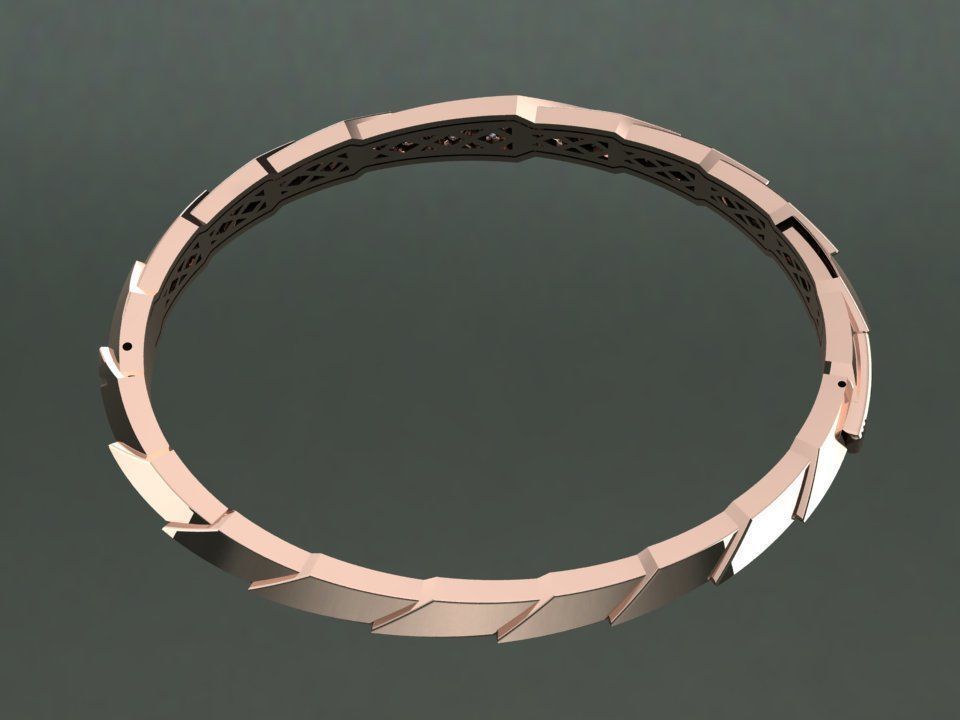 Gold Bracelet 3D print model_4
