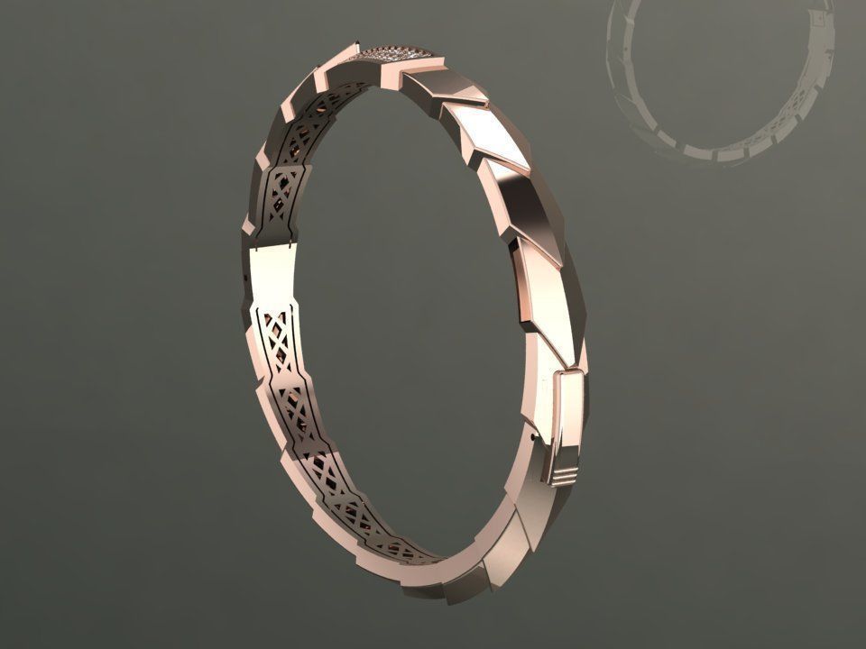 Gold Bracelet 3D print model_3