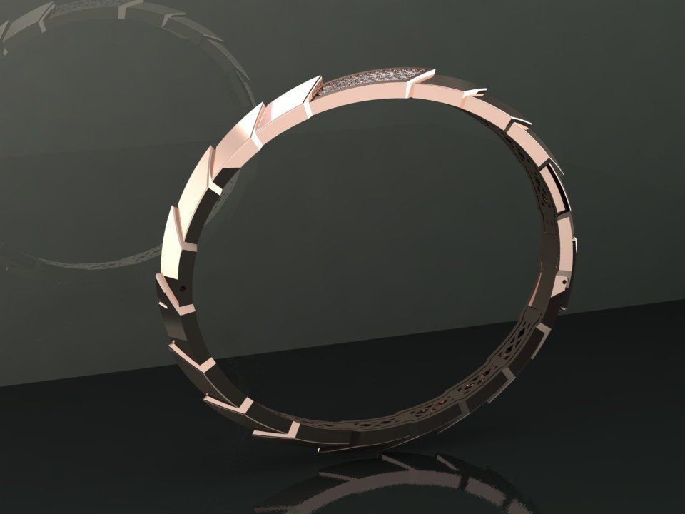 Gold Bracelet 3D print model_1