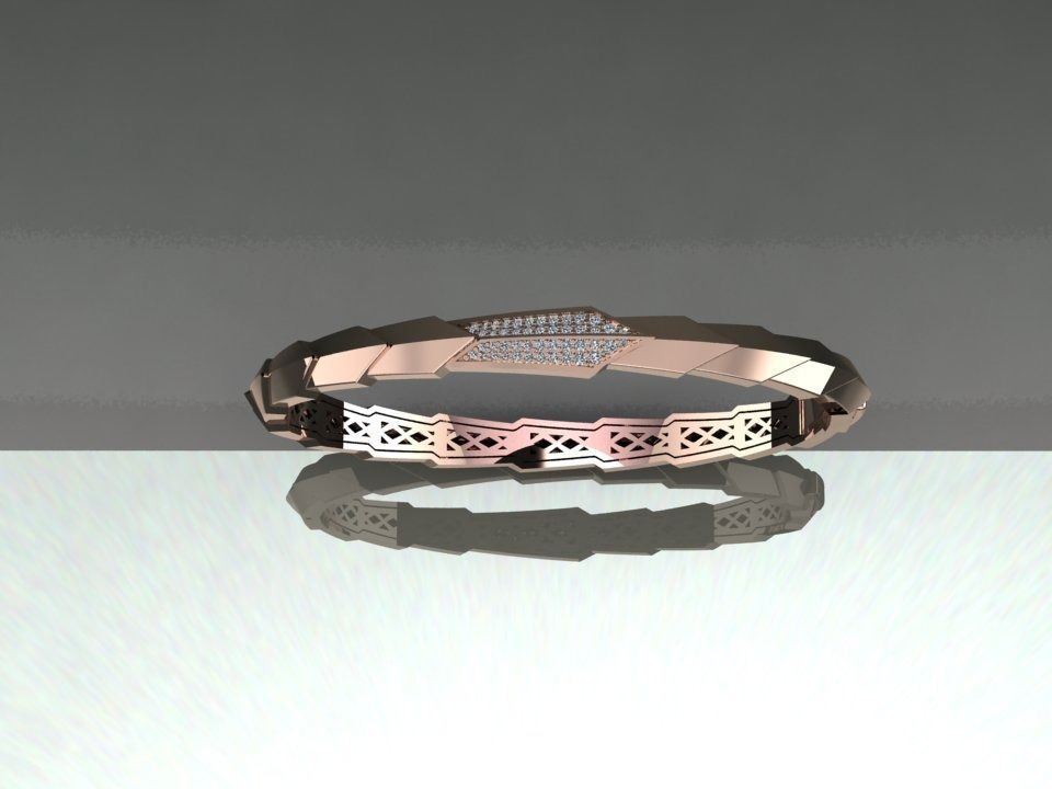 Gold Bracelet 3D print model_9