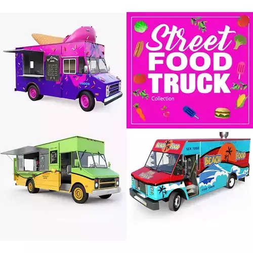 Street food step van 3D Model Collection