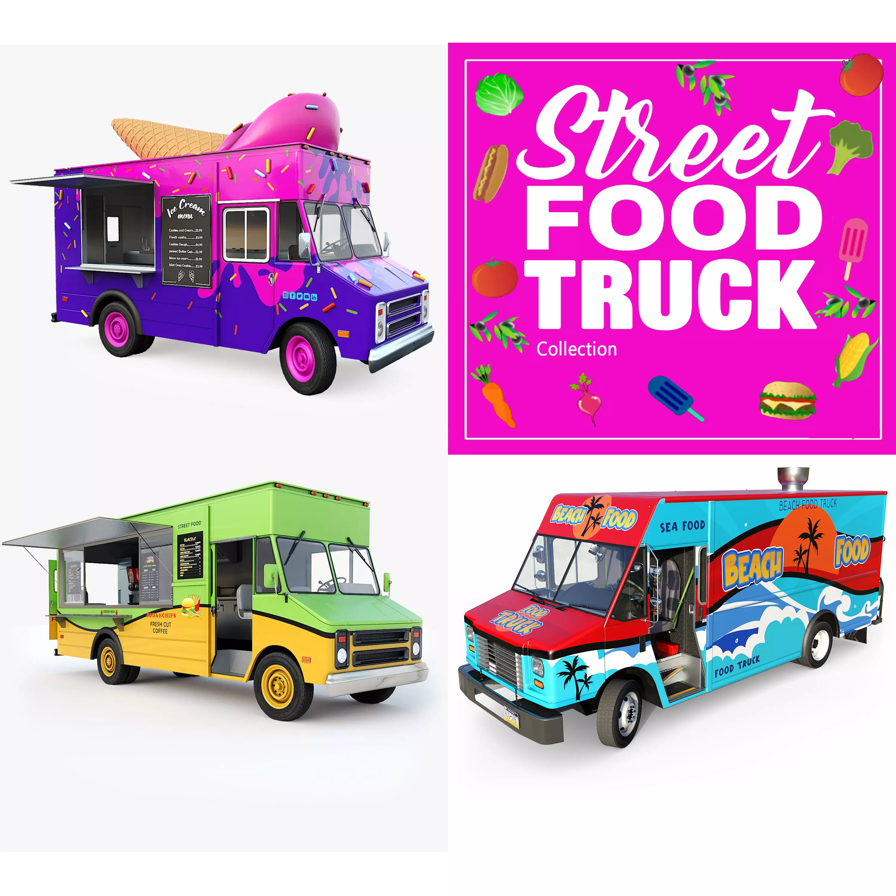 Street food step van 3D Model Collection_0