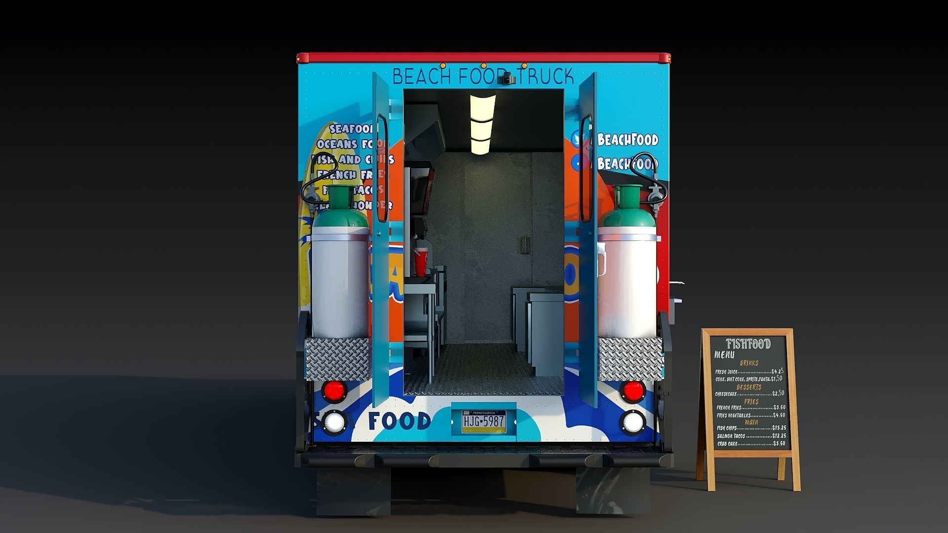 Street food step van 3D Model Collection_7