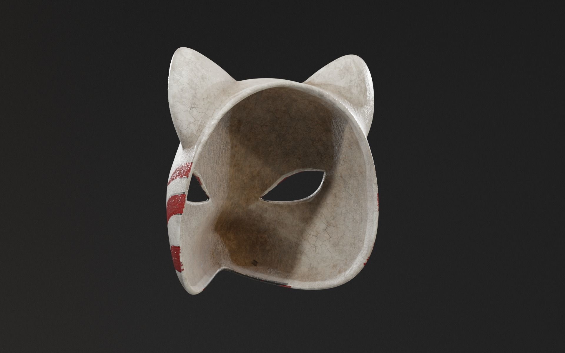 Japanese Fox Mask Low-poly 3D model_9