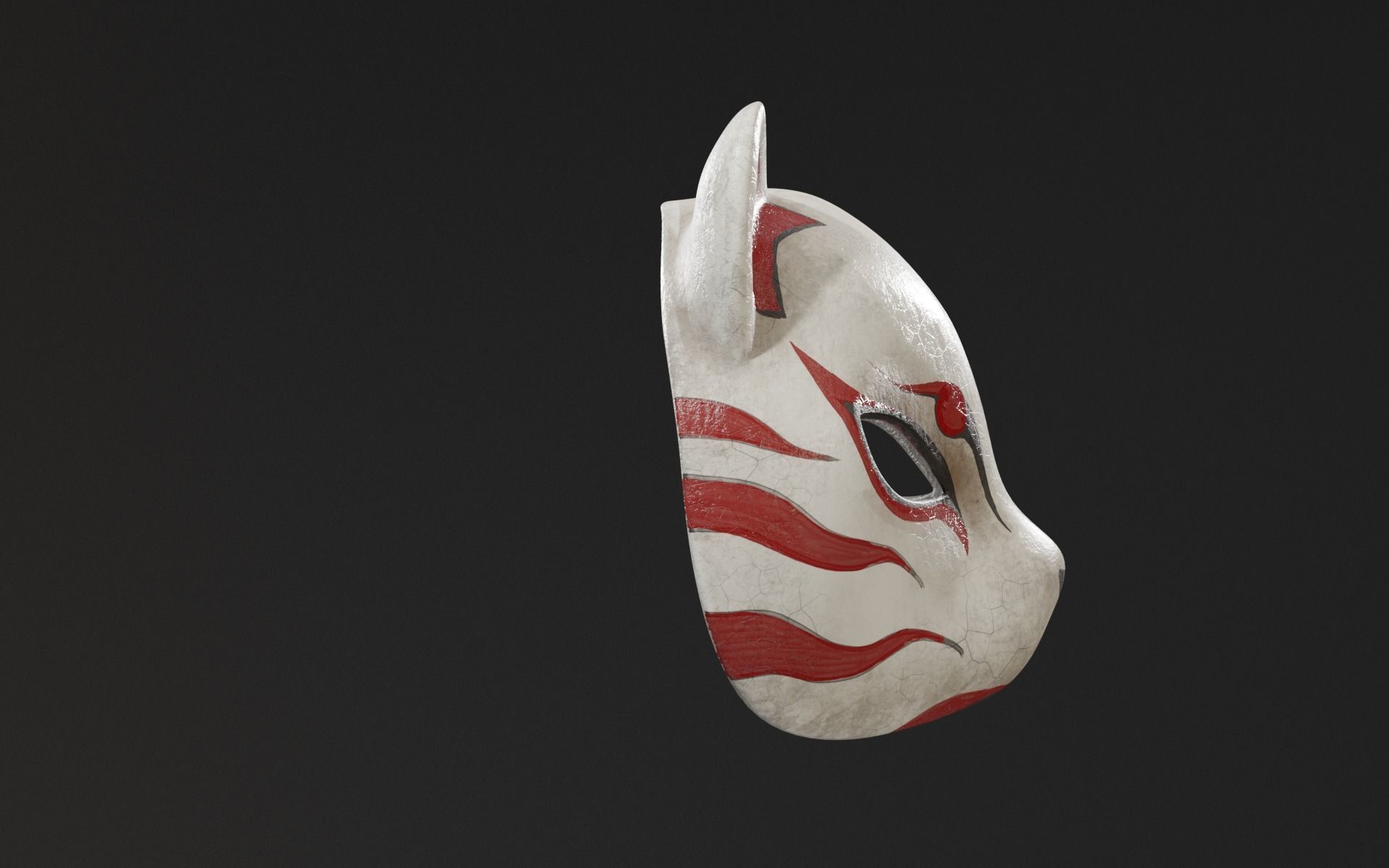 Japanese Fox Mask Low-poly 3D model_5