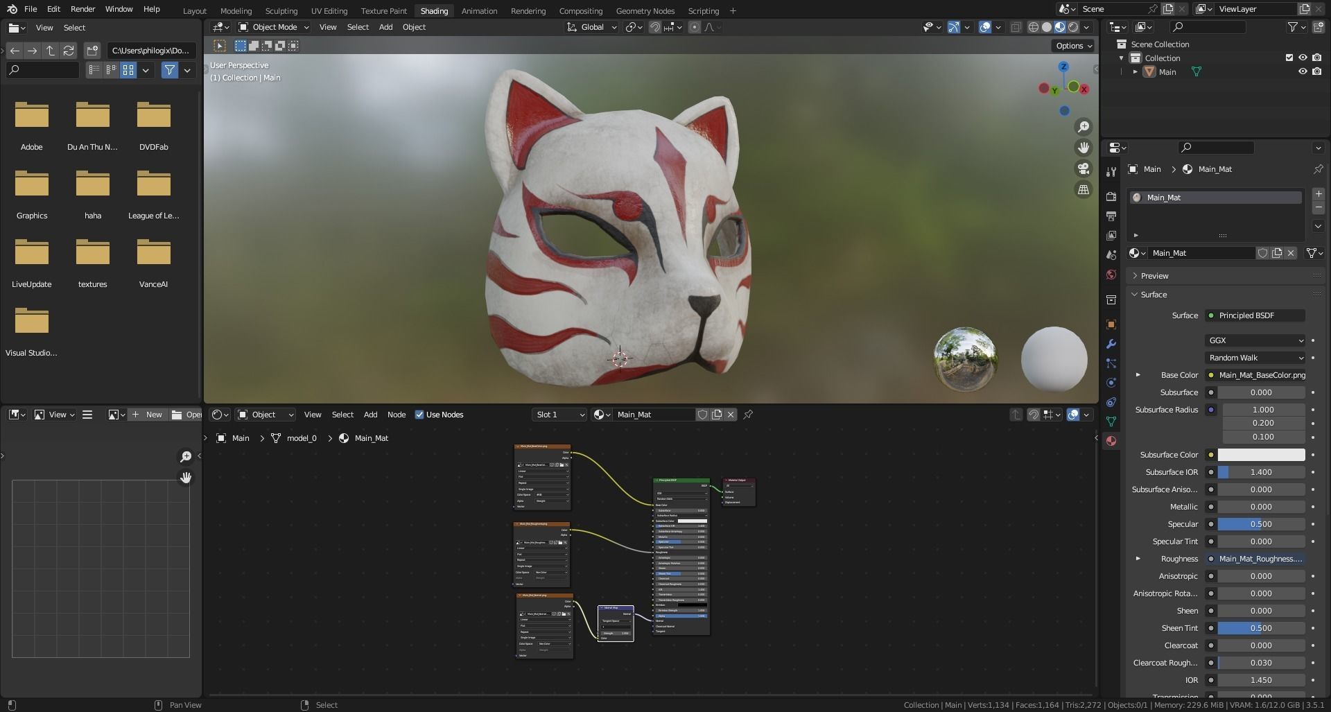Japanese Fox Mask Low-poly 3D model_15