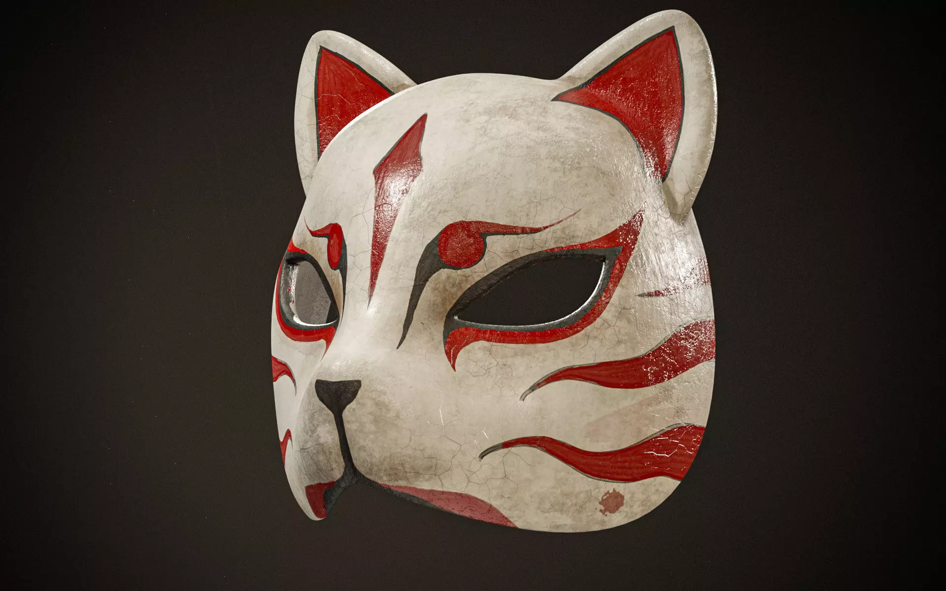 Japanese Fox Mask Low-poly 3D model_0