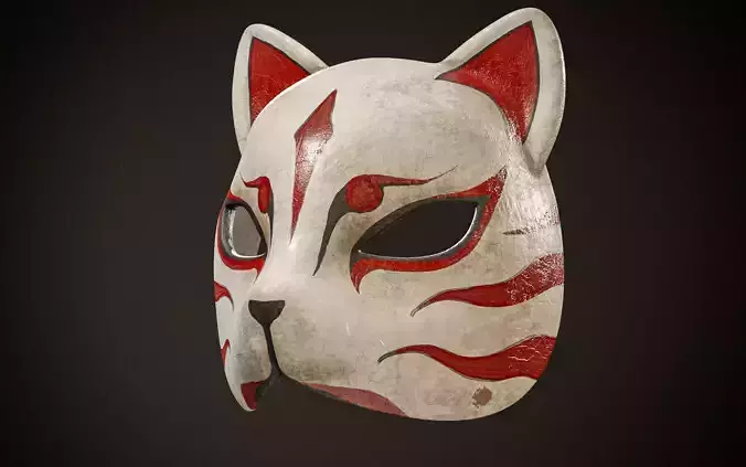 Japanese Fox Mask Low-poly 3D model