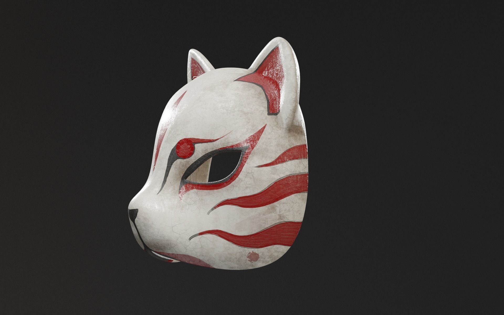 Japanese Fox Mask Low-poly 3D model_12