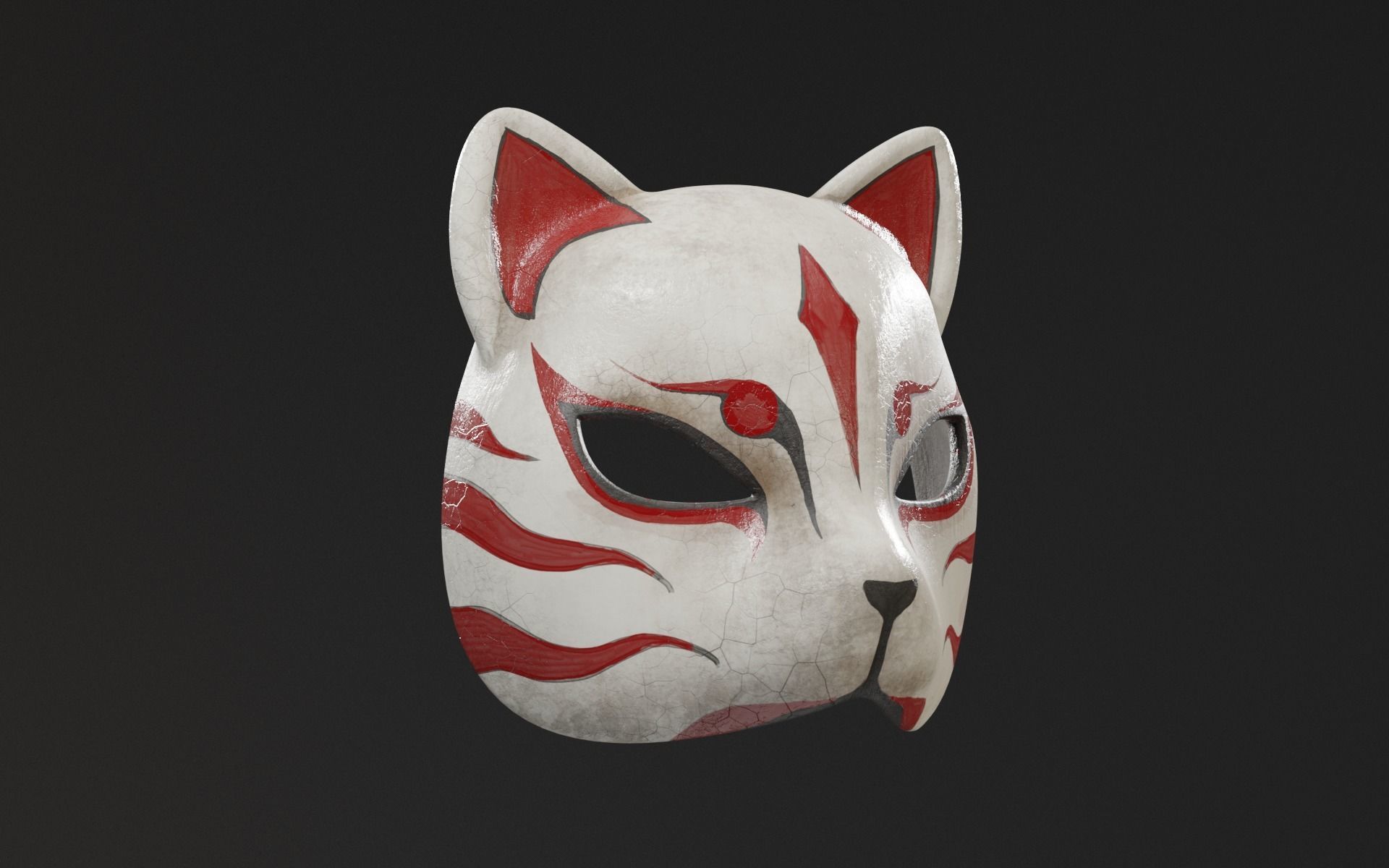 Japanese Fox Mask Low-poly 3D model_3