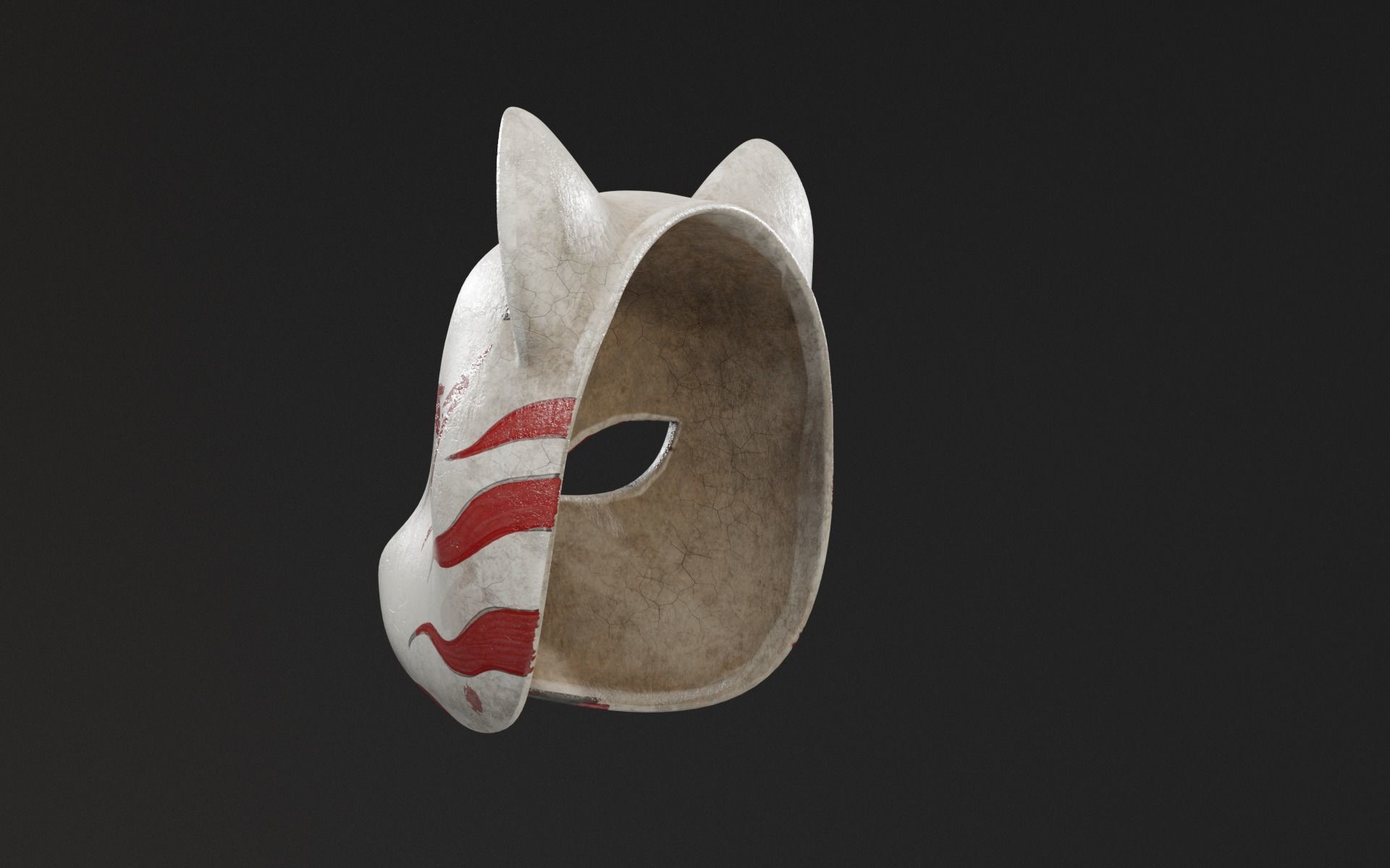 Japanese Fox Mask Low-poly 3D model_10