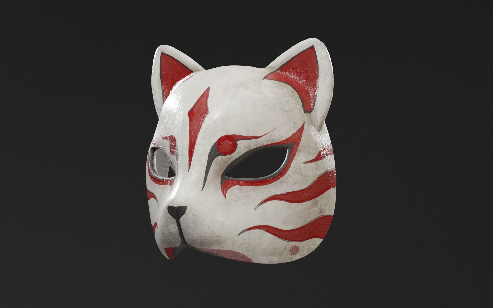Japanese Fox Mask Low-poly 3D model_13