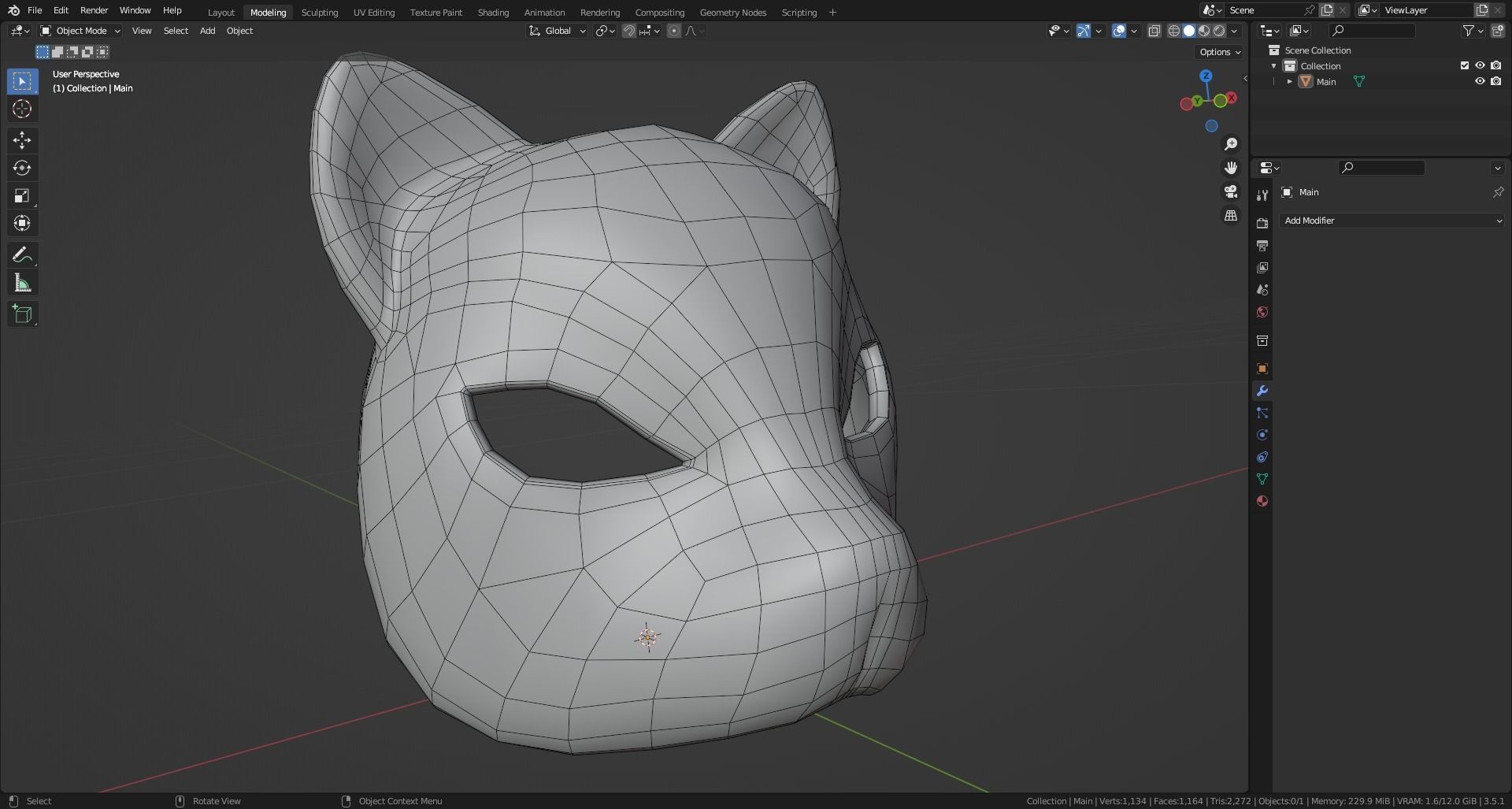 Japanese Fox Mask Low-poly 3D model_14