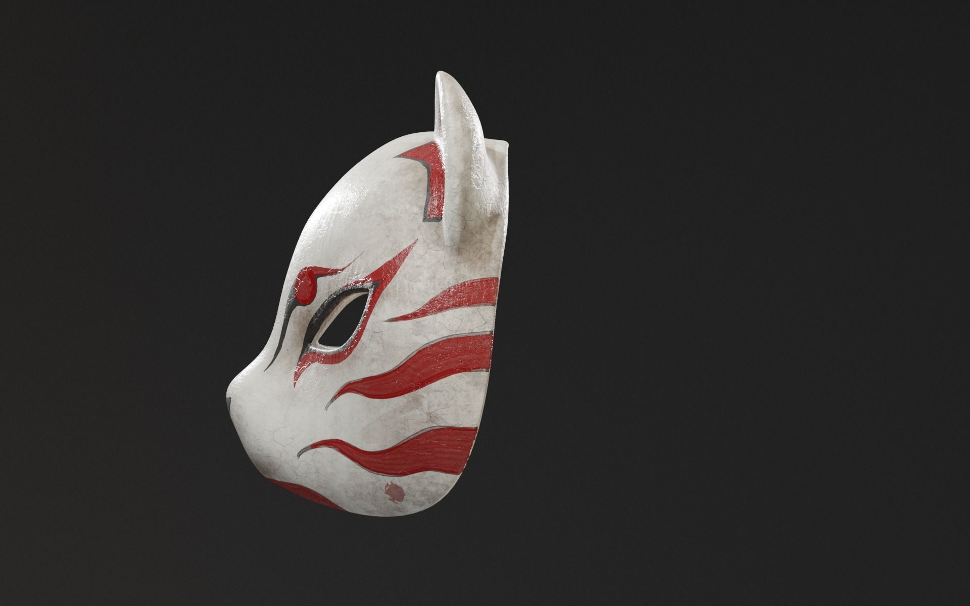 Japanese Fox Mask Low-poly 3D model_11