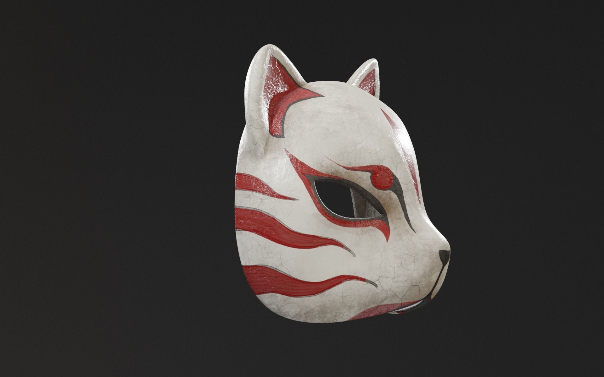 Japanese Fox Mask Low-poly 3D model_4