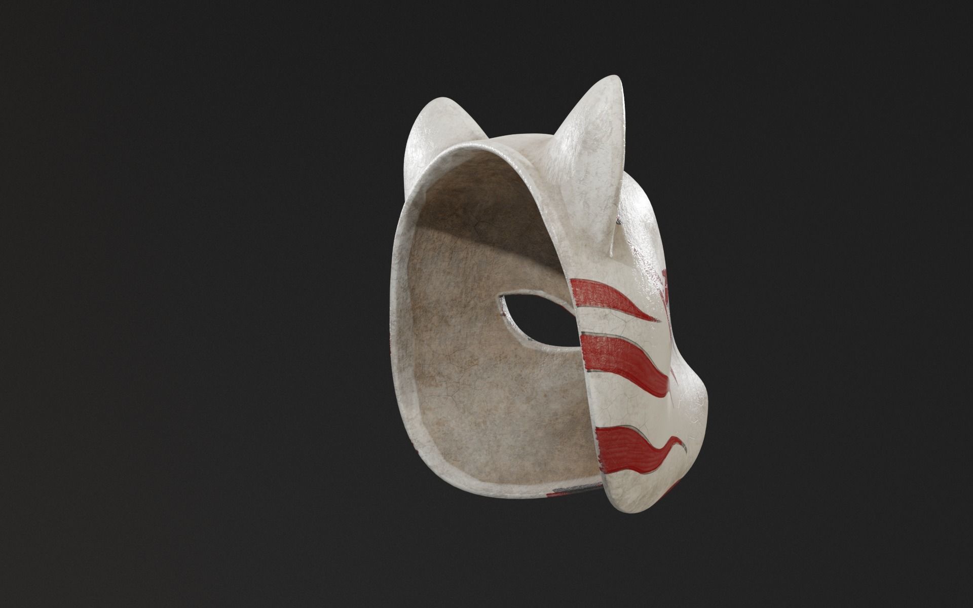 Japanese Fox Mask Low-poly 3D model_6