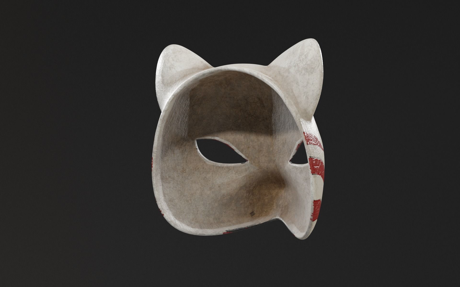 Japanese Fox Mask Low-poly 3D model_7