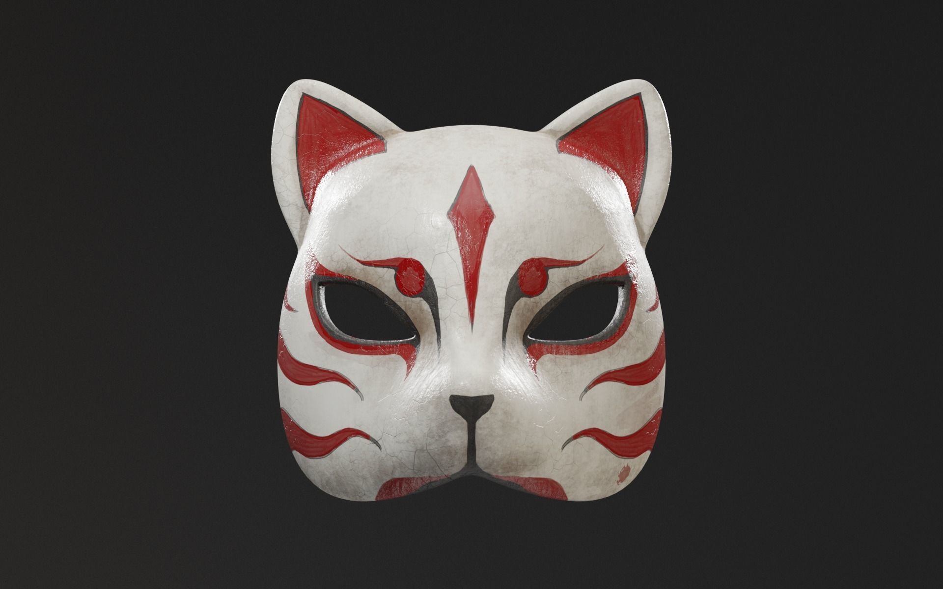 Japanese Fox Mask Low-poly 3D model_2