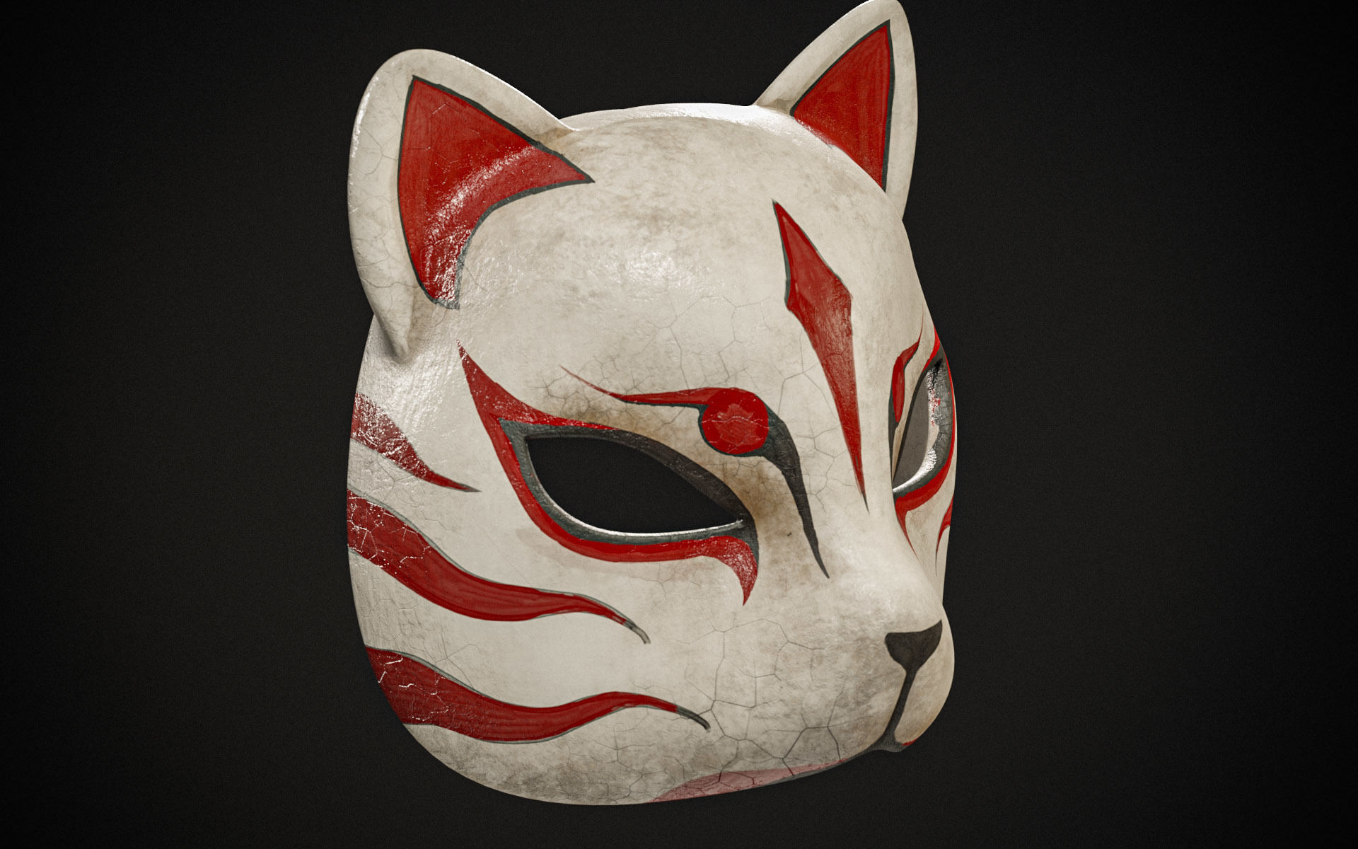 Japanese Fox Mask Low-poly 3D model_1
