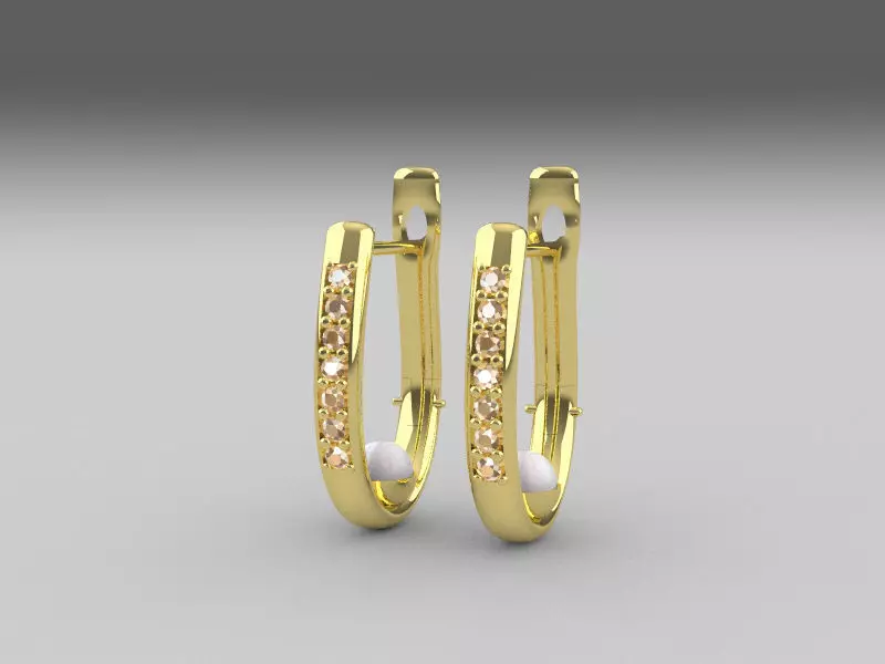 U Diamonds Pearl Plug Earrings 3D print model_0