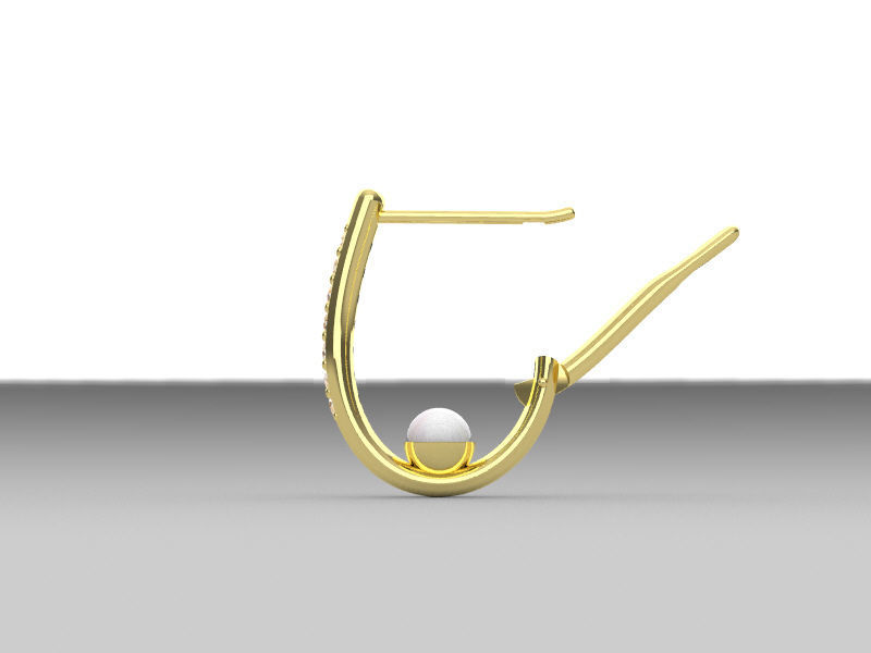 U Diamonds Pearl Plug Earrings 3D print model_3
