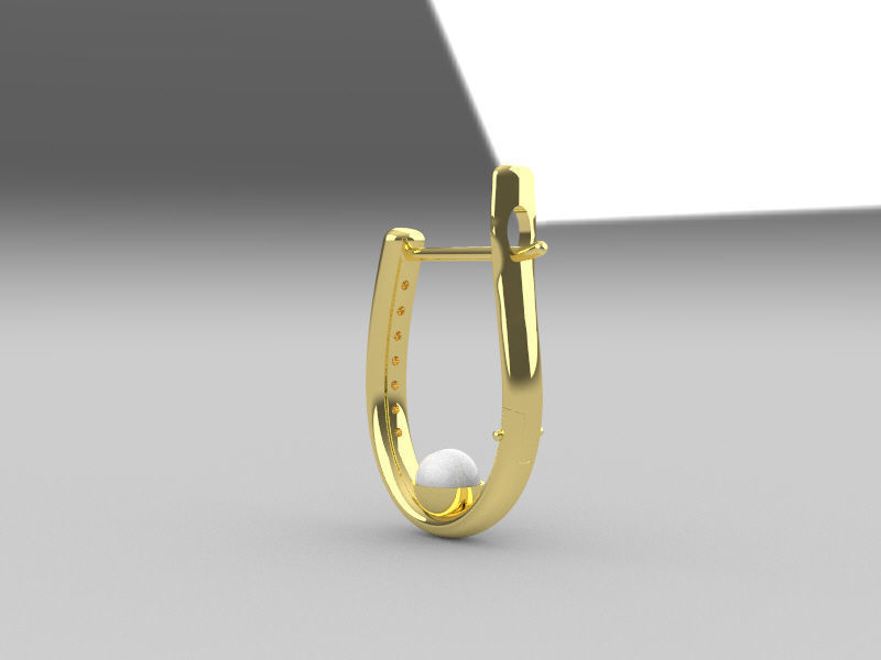 U Diamonds Pearl Plug Earrings 3D print model_5