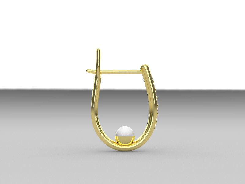 U Diamonds Pearl Plug Earrings 3D print model_4