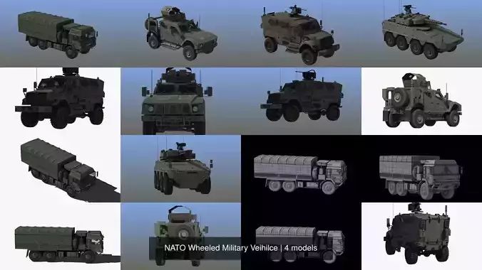 NATO Wheeled Military Veihilce 3D Model Collection NATO Wheeled Military Veihilce 3D Model Collection
