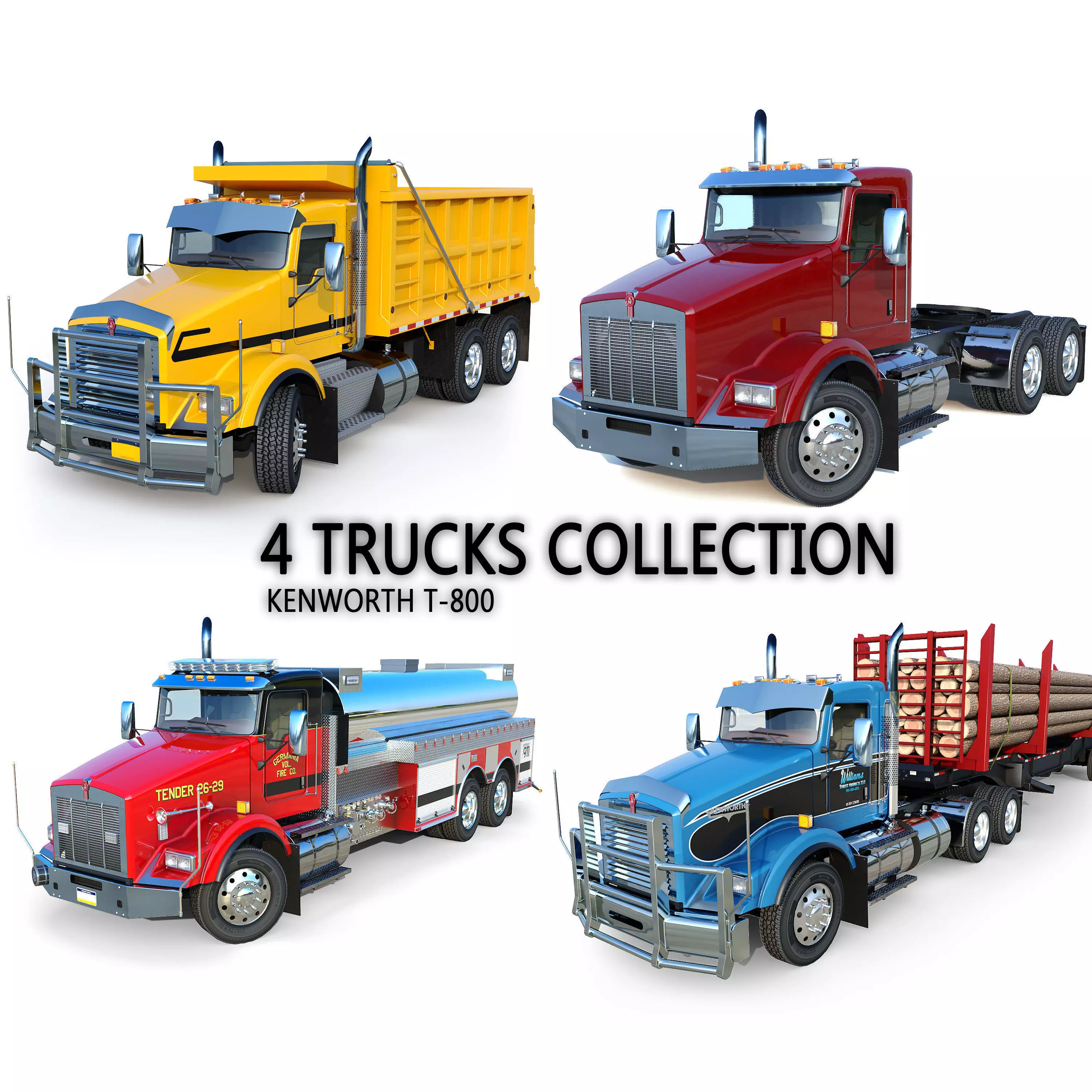 Four Trucks 3D Model Collection_0