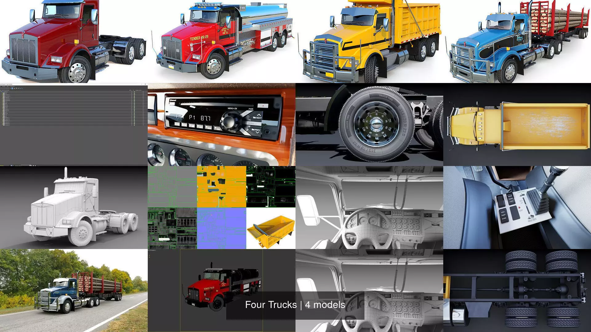 Four Trucks 3D Model Collection_5