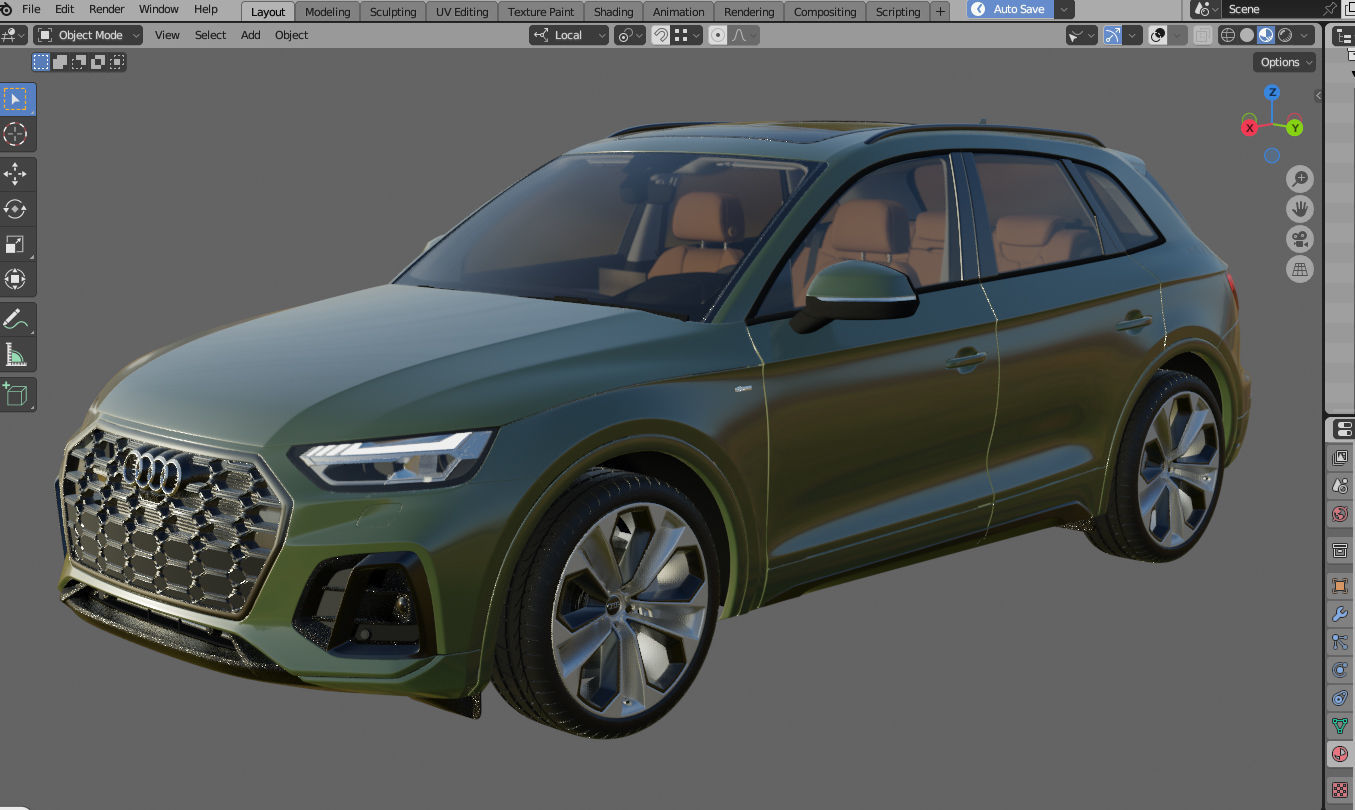 Audi Q5 2021 with interior and open doors 3D model_17