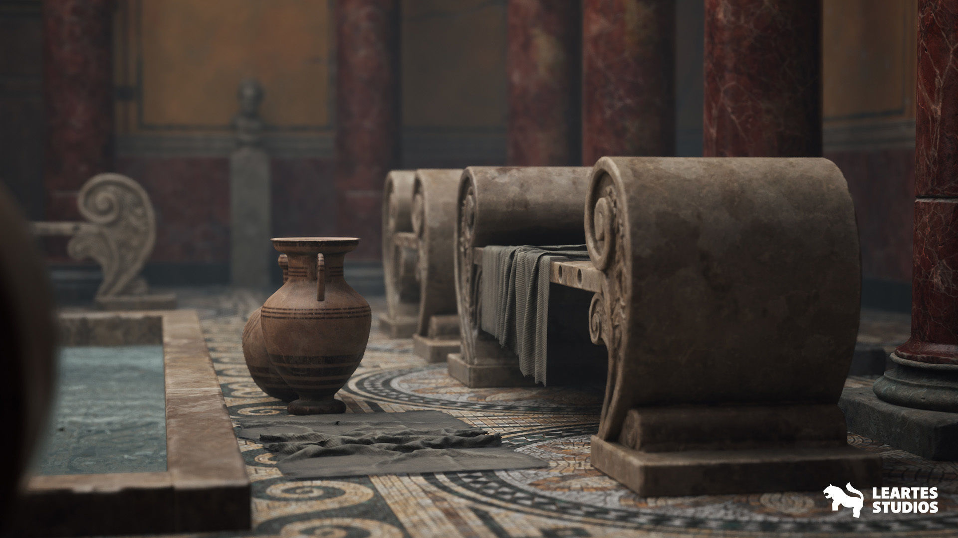 Roman Volcanic Temple Environment Low-poly 3D model_3