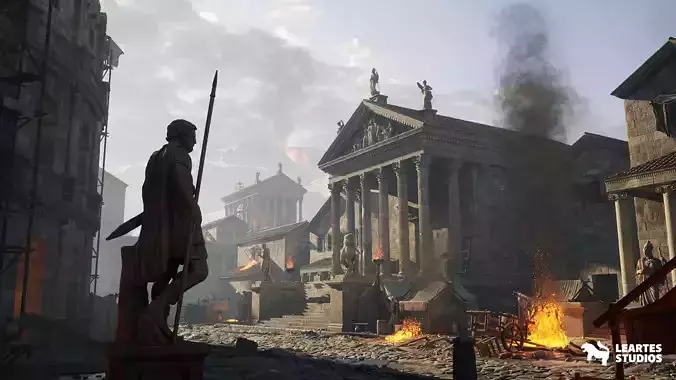 Roman Volcanic Temple Environment Low-poly 3D model