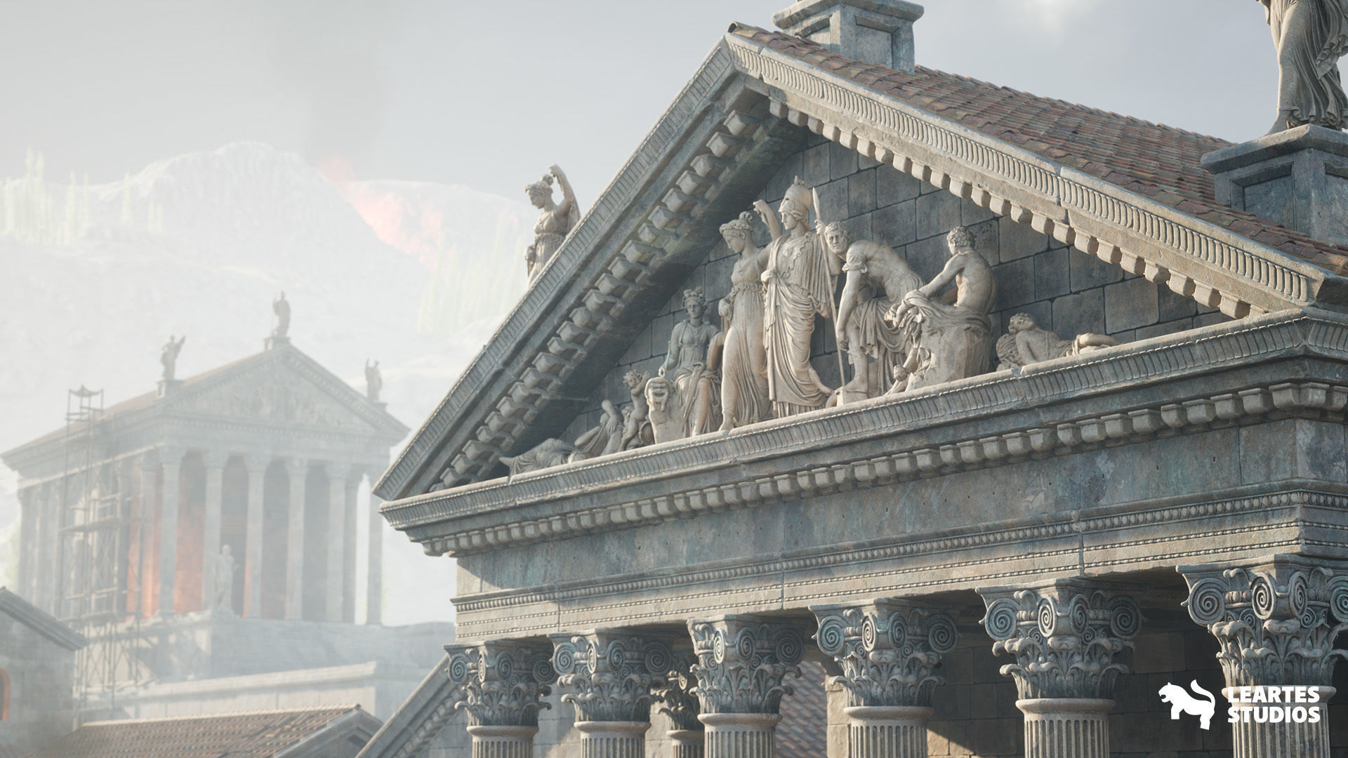 Roman Volcanic Temple Environment Low-poly 3D model_14