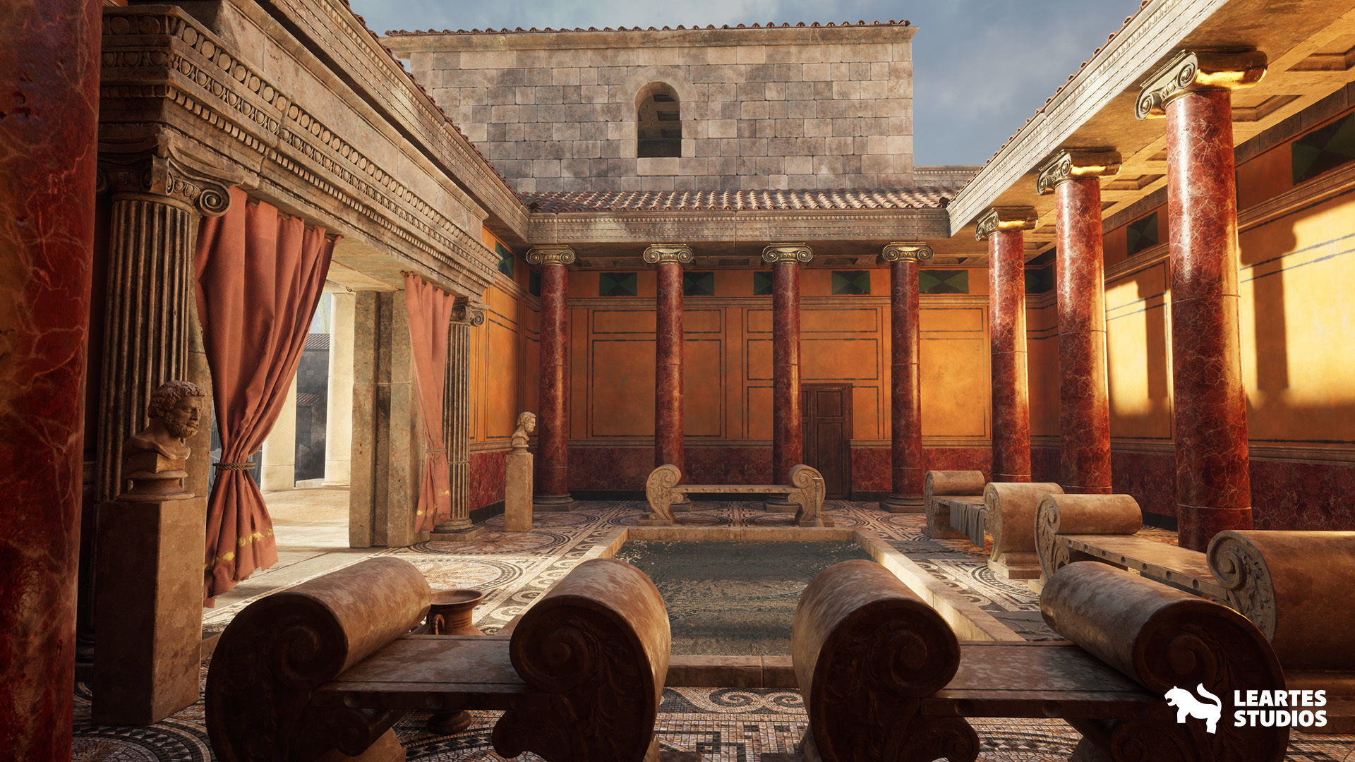Roman Volcanic Temple Environment Low-poly 3D model_25