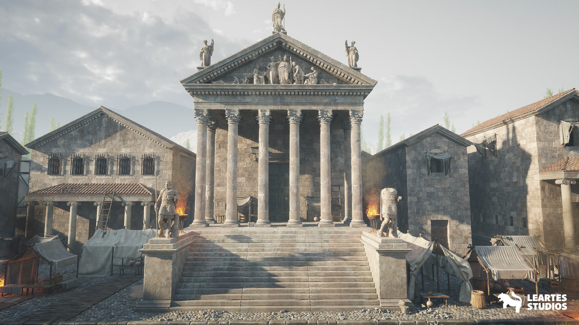 Roman Volcanic Temple Environment Low-poly 3D model_24