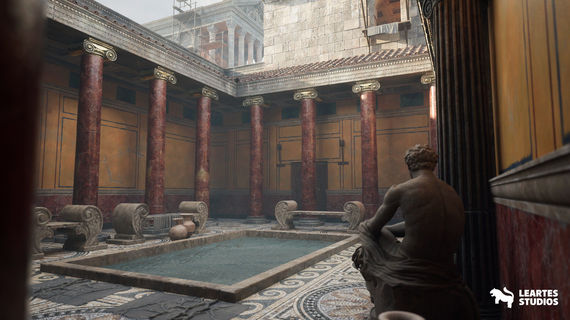 Roman Volcanic Temple Environment Low-poly 3D model_16