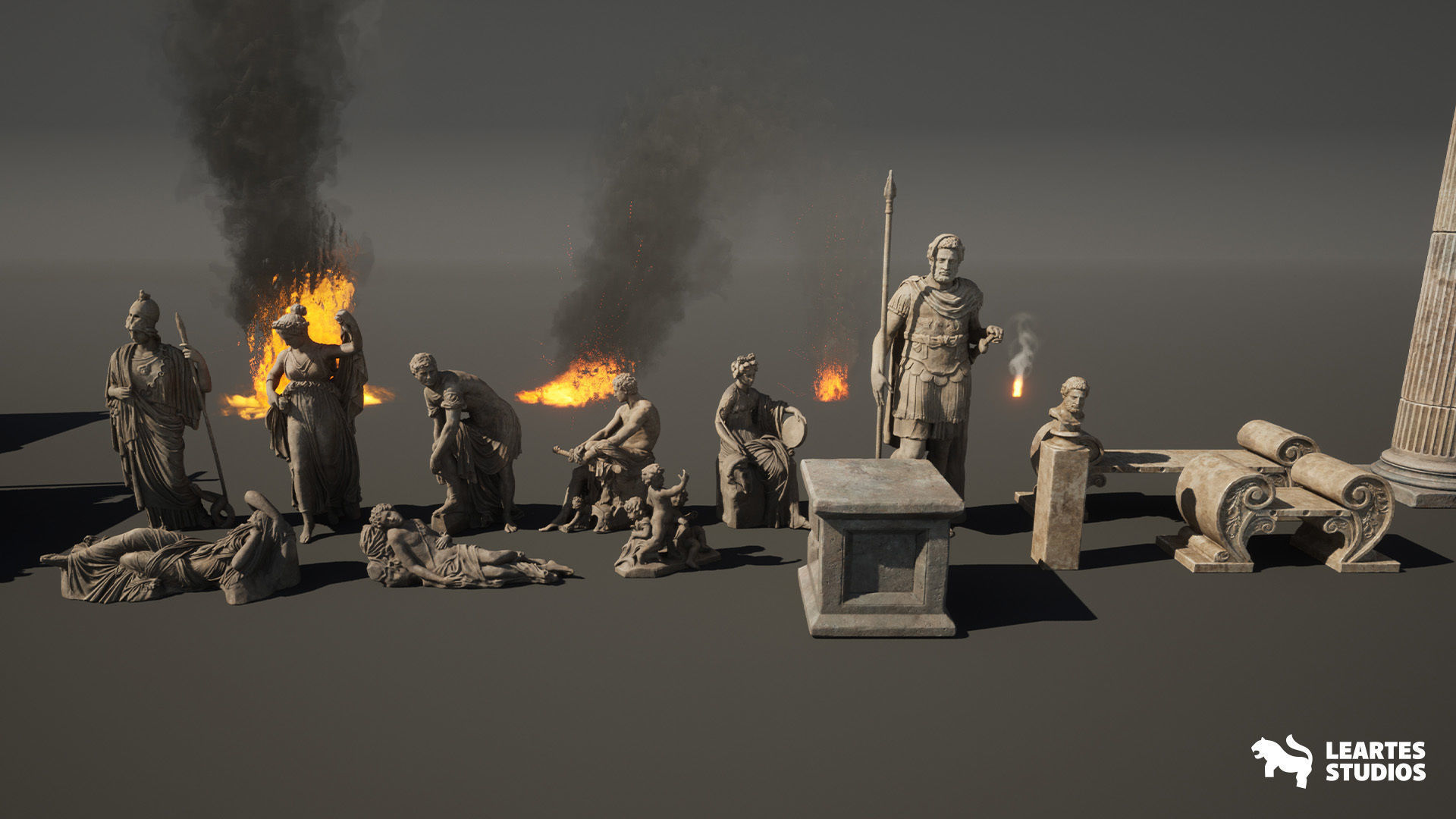 Roman Volcanic Temple Environment Low-poly 3D model_37