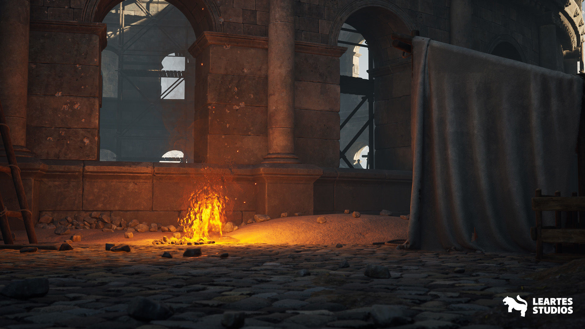 Roman Volcanic Temple Environment Low-poly 3D model_32