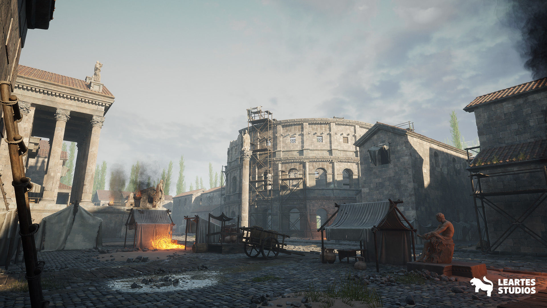 Roman Volcanic Temple Environment Low-poly 3D model_18