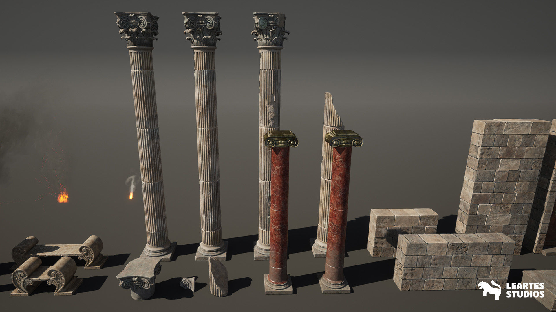 Roman Volcanic Temple Environment Low-poly 3D model_36