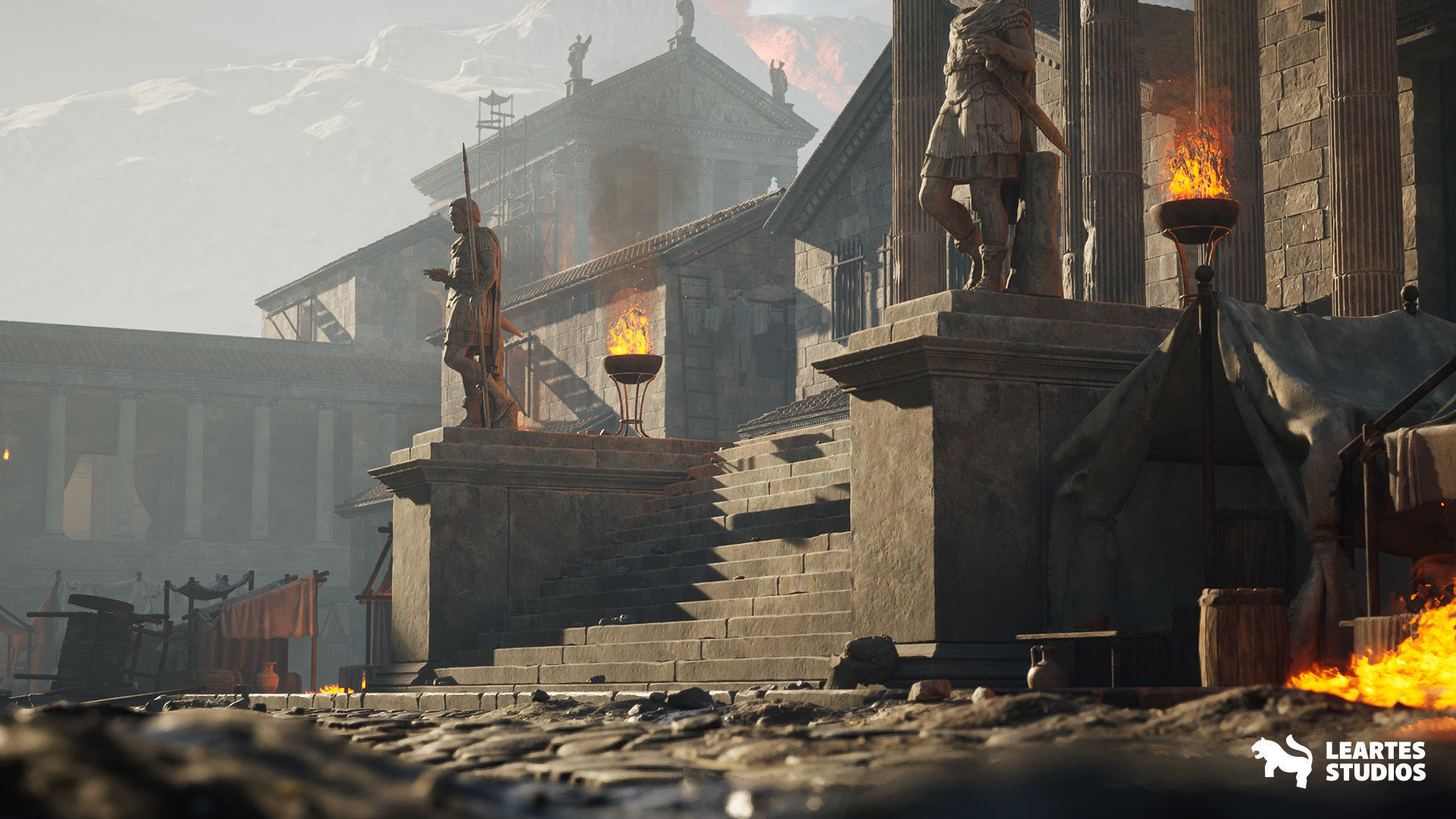 Roman Volcanic Temple Environment Low-poly 3D model_33