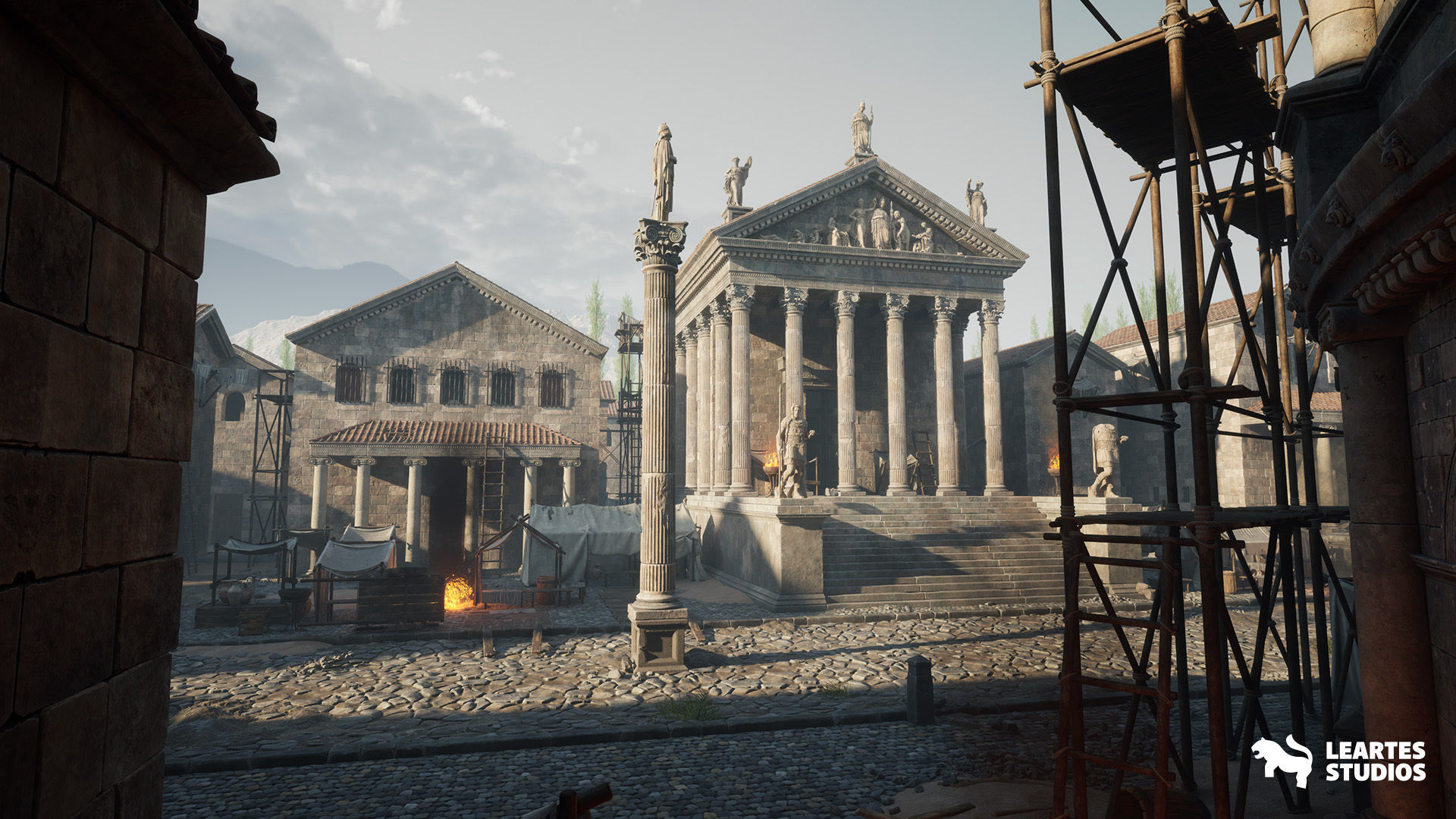 Roman Volcanic Temple Environment Low-poly 3D model_19