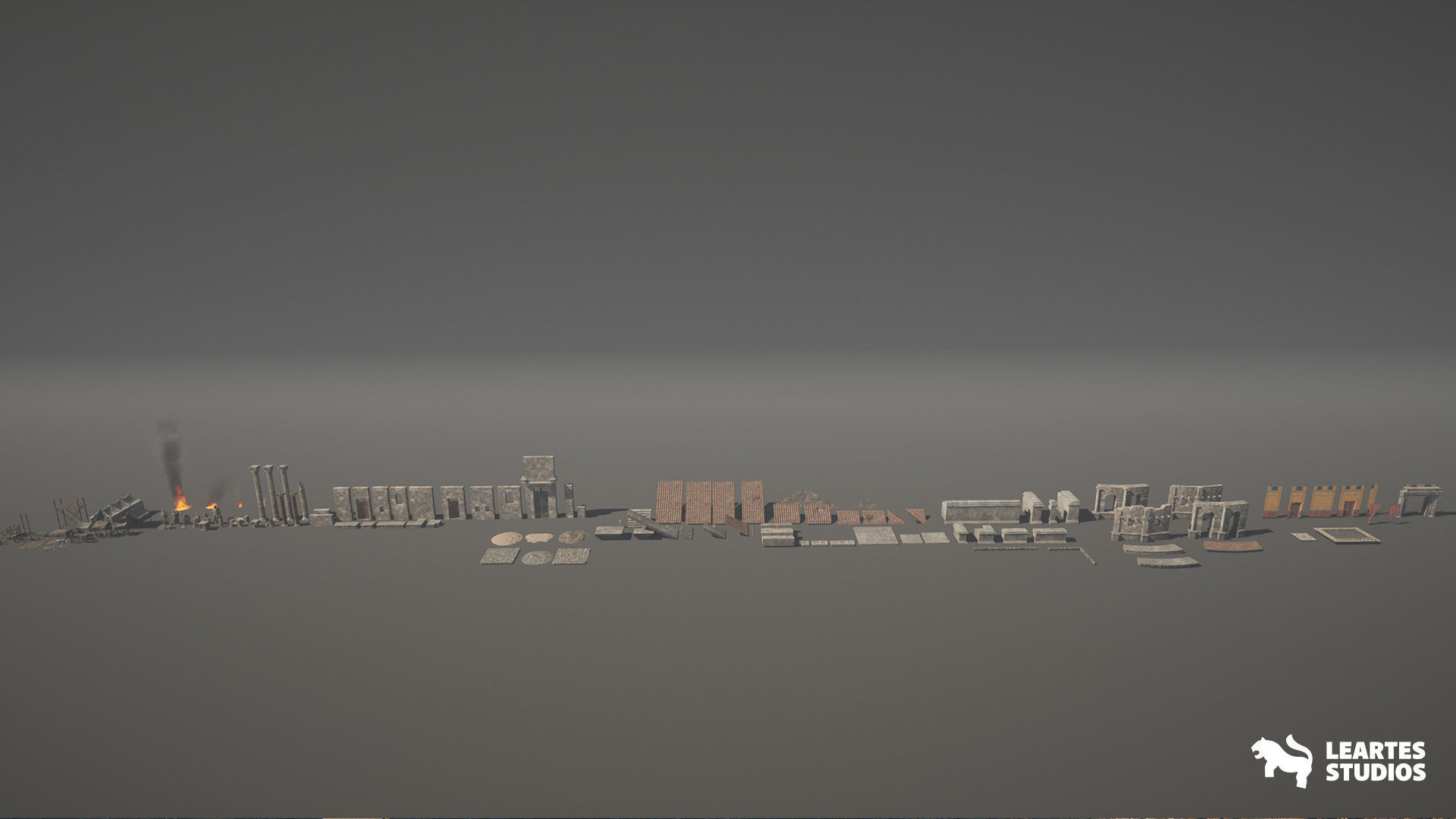 Roman Volcanic Temple Environment Low-poly 3D model_34
