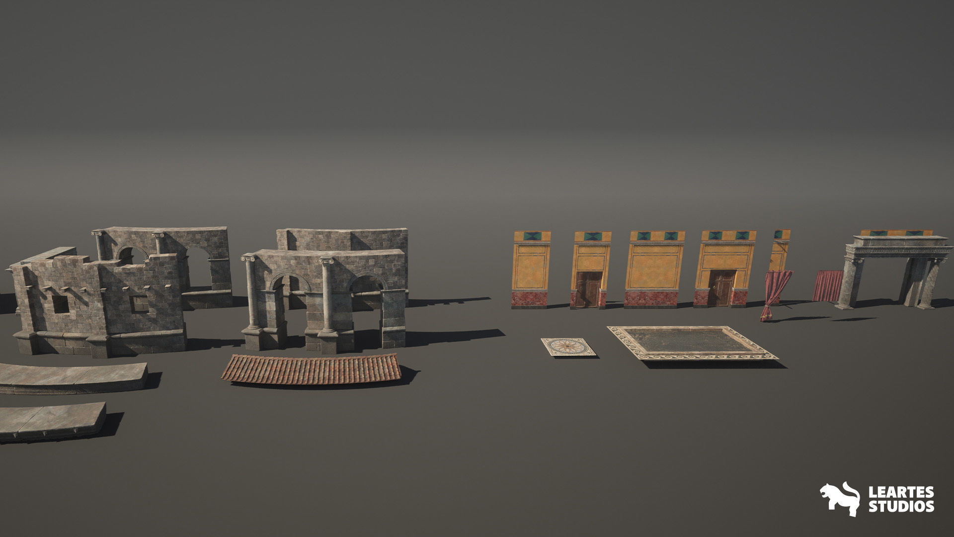 Roman Volcanic Temple Environment Low-poly 3D model_35