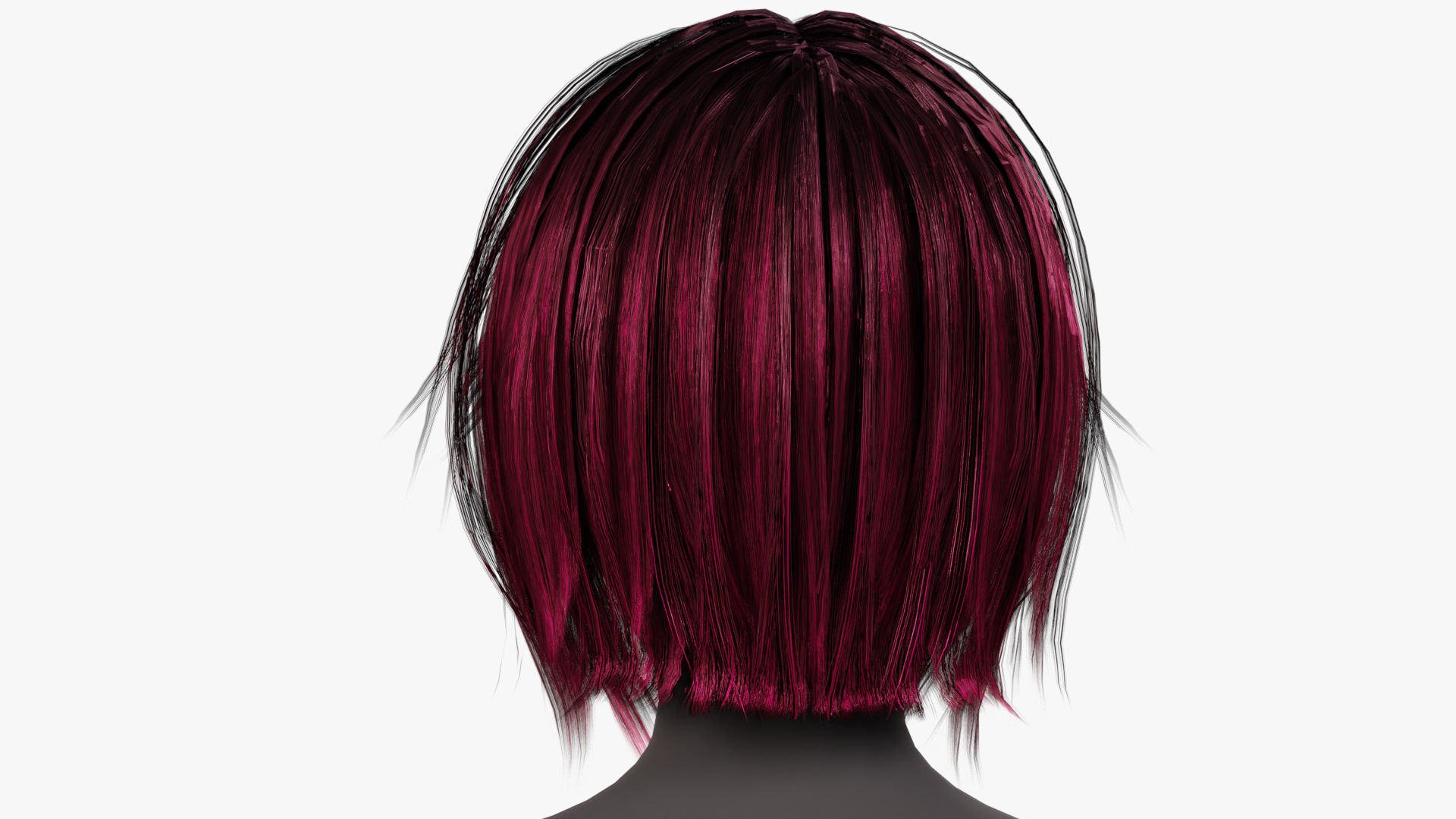 Female- Short-Hair Low-poly 3D model_7