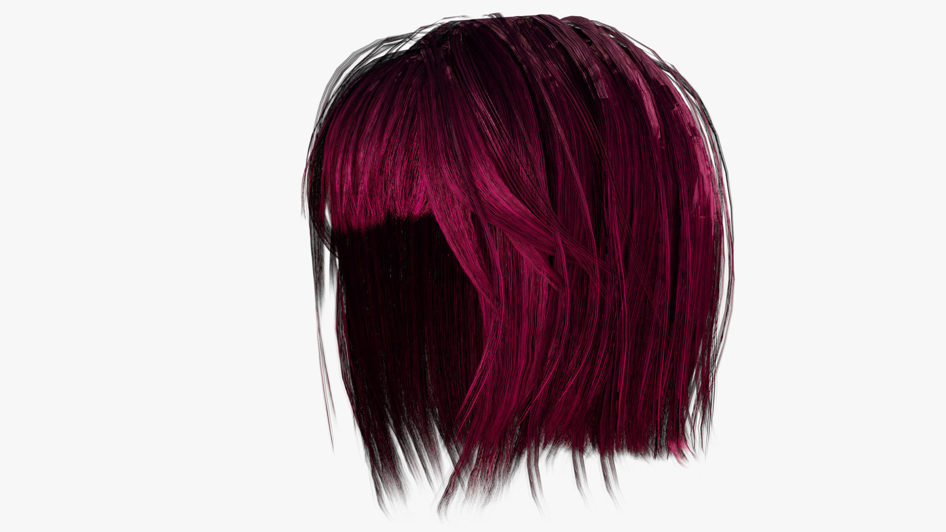 Female- Short-Hair Low-poly 3D model_6