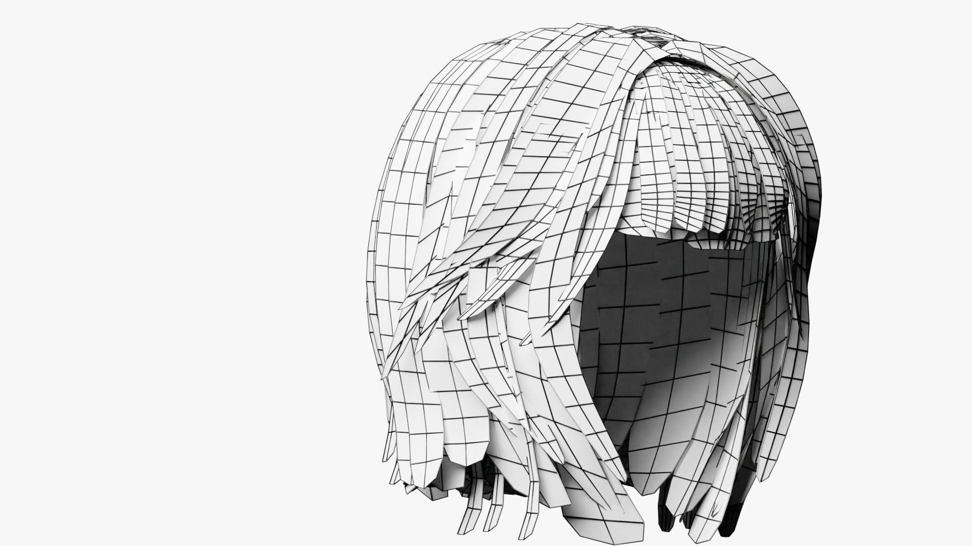 Female- Short-Hair Low-poly 3D model_8