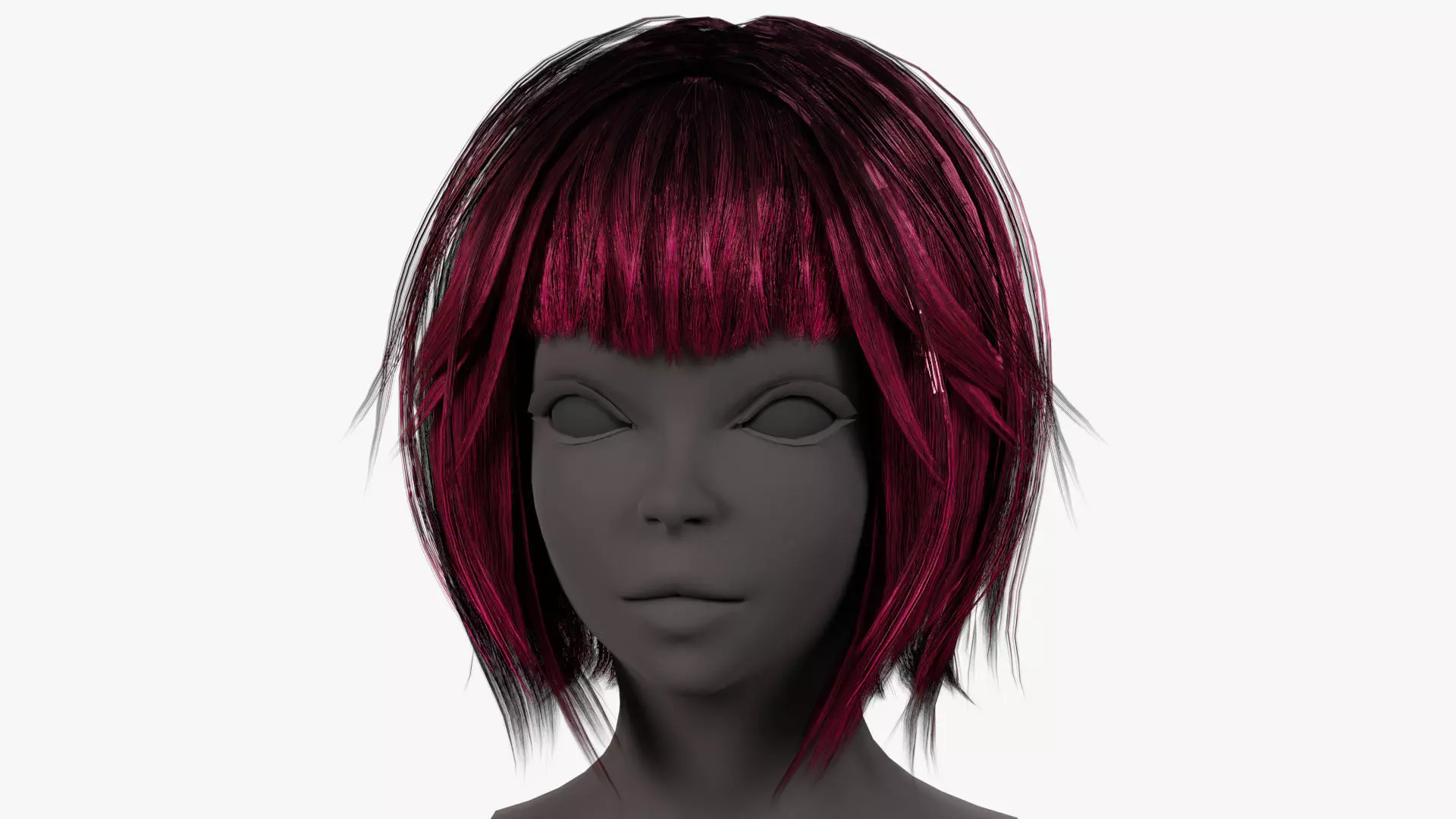 Female- Short-Hair Low-poly 3D model_0